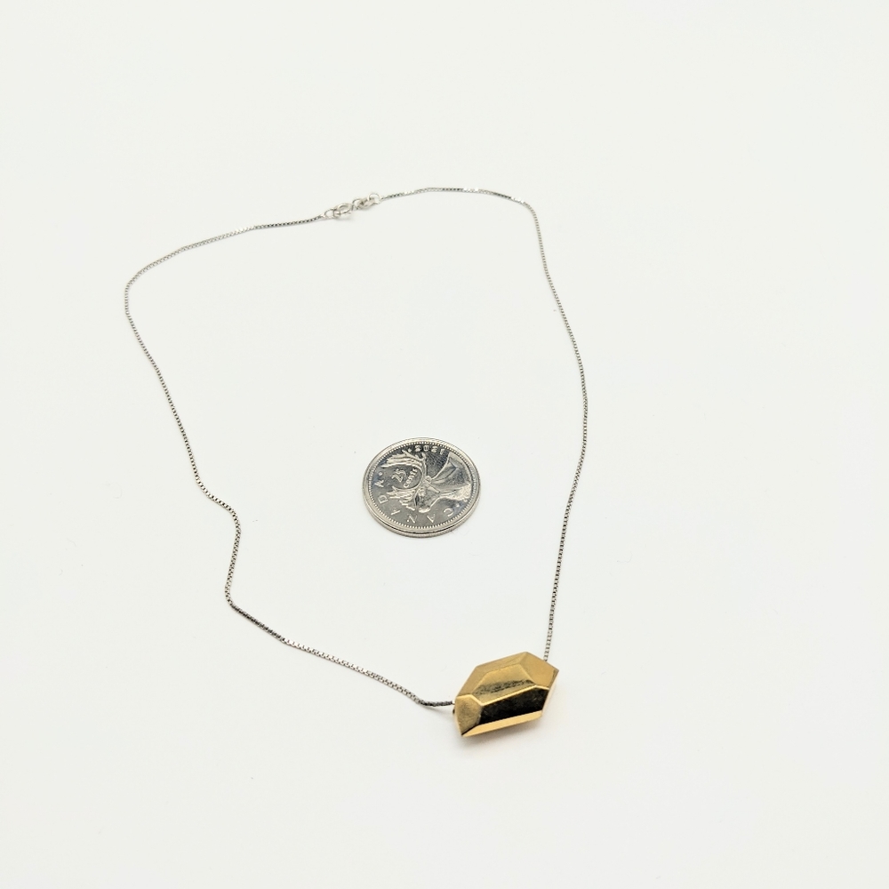 Geometric 18kt Gold-plated Slide Pendant on Italian Sterling Silver Chain